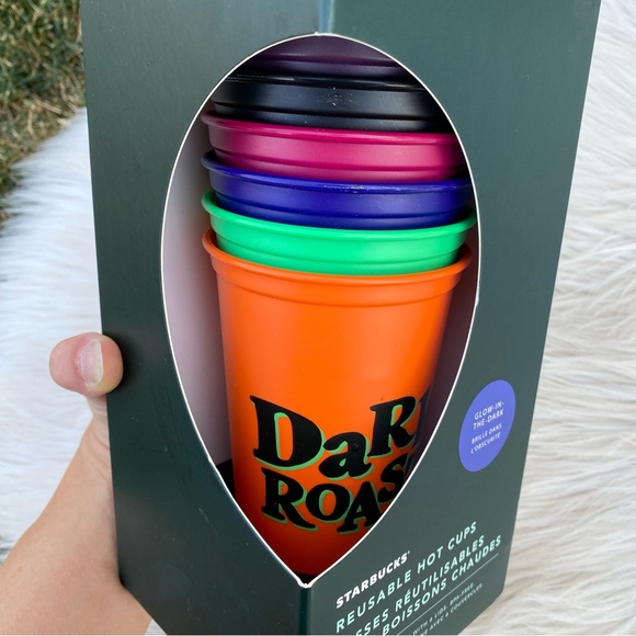 Starbucks Halloween Glow in the Dark reusable hot plastic Cup Set New - Picture 3 of 3